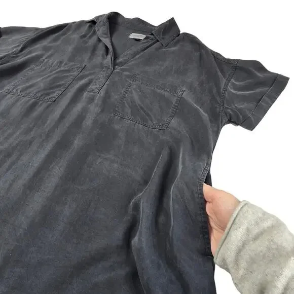 Universal Thread Shirt Dress XL Pockets Charcoal Black Shift Knee Length Lyocell - Picture 7 of 10